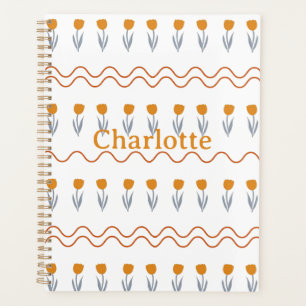 Preppy Groovy Stripe Tulip Flower Pattern Planner