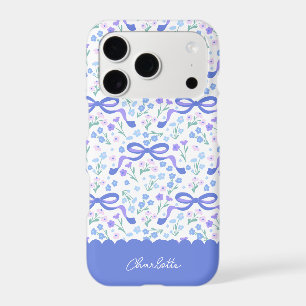 Preppy Hand Drawn Coquette Blue purple bows 