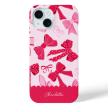 Preppy Hand Drawn Coquette Pink Red Bows