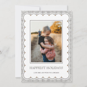 Preppy hand drawn elegant frame photo Holiday card