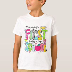 Preppy Happy First Day Of School Teacher Girl Back T-Shirt