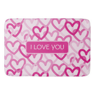 Preppy Hearts Pink Bath Mat