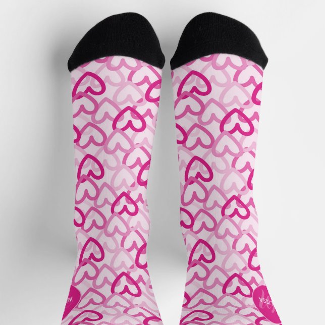 Preppy Hearts Pink Socks (Top)