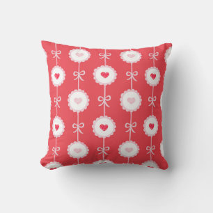 Preppy Hearts Valentine's Day Throw Pillow