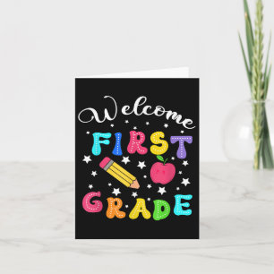 Preppy Hello 1st Grade For First Day Back To Schoo Card