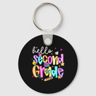 Preppy Hello 2nd Grade Back To School Teachers Stu Keychain