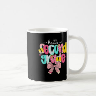 Preppy Hello 2nd Grade Teacher Coquette Bow Back T Coffee Mug