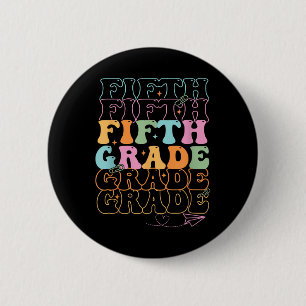 Preppy Hello 5th Grade For First Day Back To Schoo 2 Inch Round Button