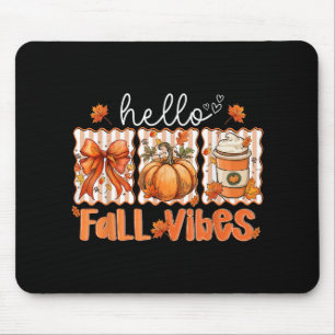 Preppy Hello Fall Vibes Coquette Latte Pumpkin Tha Mouse Pad