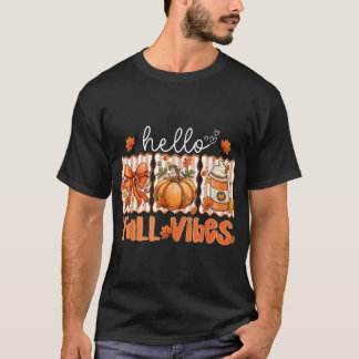 Preppy Hello Fall Vibes Coquette Latte Pumpkin Tha T-Shirt