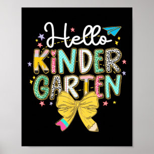 Preppy Hello Kindergarten Teacher Coquette Back To Poster