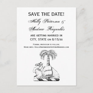 Preppy Heraldic Camel Palm Tree Coat of Arms Announcement Postcard