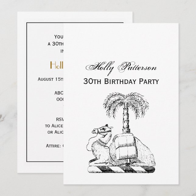 Preppy Heraldic Camel Palm Tree Coat of Arms Invitation (Front/Back)