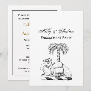 Preppy Heraldic Camel Palm Tree Coat of Arms Invitation