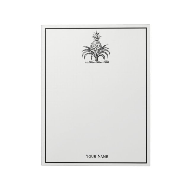 Preppy Heraldic Pineapple Coat of Arms Crest Notepad (Rotated)