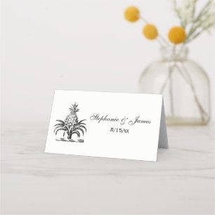 Preppy Heraldic Pineapple Coat of Arms Crest Place Card