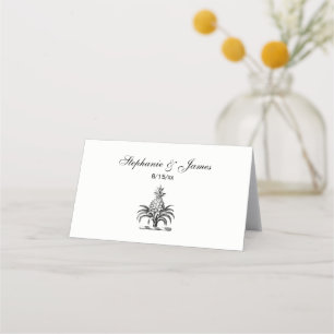 Preppy Heraldic Pineapple Coat of Arms Crest Place Card