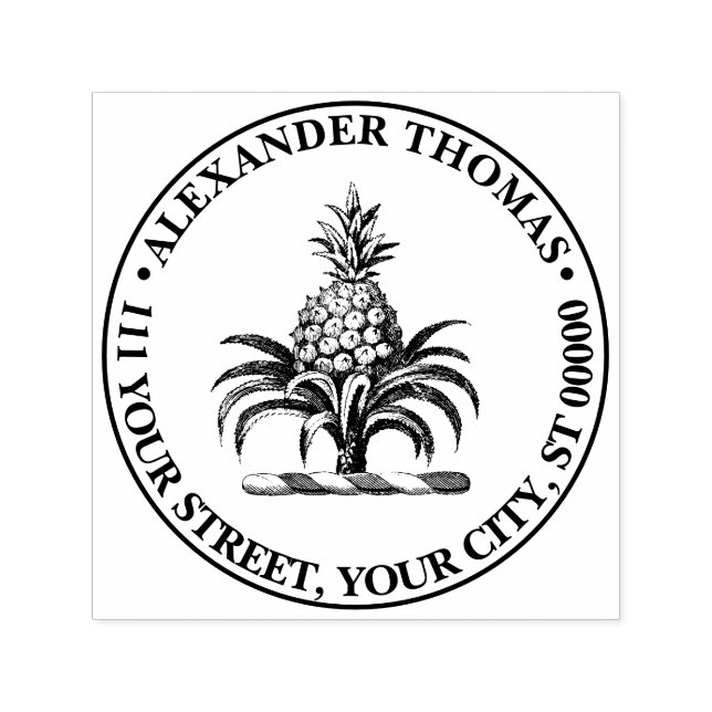 Preppy Heraldic Pineapple Coat of Arms Crest Self-inking Stamp (Design)