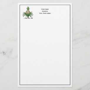 Preppy Heraldic Pineapple Coat of Arms Crest Stationery
