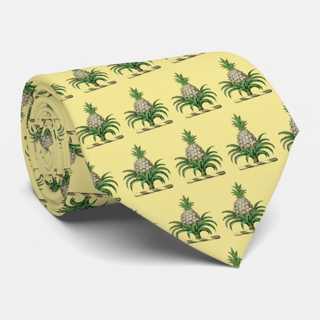 Preppy Heraldic Pineapple Coat of Arms Crest Tie (Rolled)