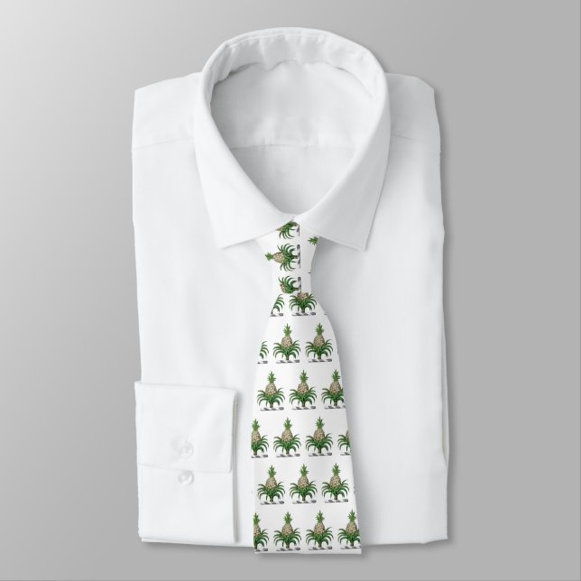 Preppy Heraldic Pineapple Coat of Arms Crest Tie (Tied)