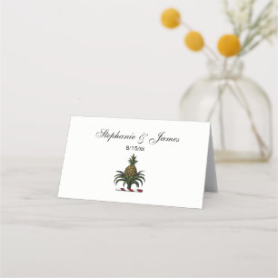 Preppy Heraldic Pineapple Crest Colour RWT Place Card