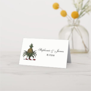 Preppy Heraldic Pineapple Crest Colour RWT Place Card
