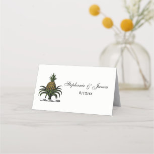 Preppy Heraldic Pineapple Crest Colour WT Place Card