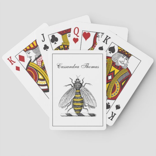 Preppy Heraldic Vintage Bee Coat of Arms Emblem C Playing Cards