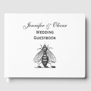 Preppy Heraldic Vintage Bee Coat of Arms Emblem Guest Book