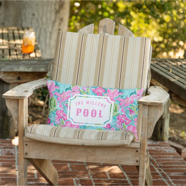 Preppy Hibiscus | Pool and Patio Lumbar Pillow (Chair)