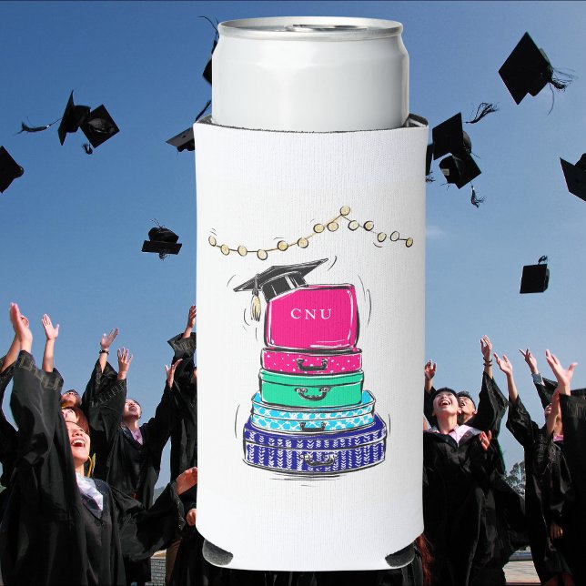 Preppy High School Graduation College Suitcase Seltzer Can Cooler (Creator Uploaded)