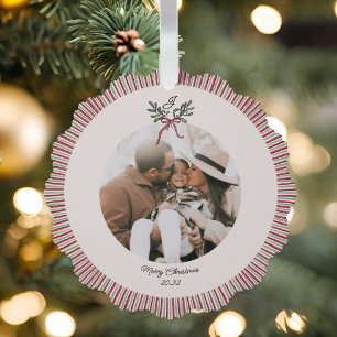 Preppy Holiday Paper Ornament with Photo  Card