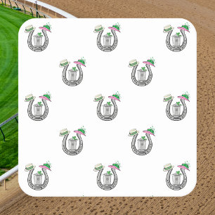 Preppy Horseshoes Fancy Hats Mint Juleps Race Day Square Paper Coaster