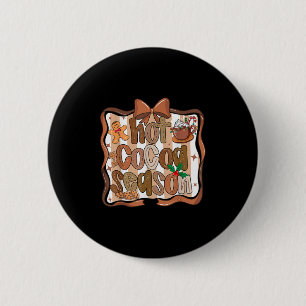 Preppy Hot Cocoa Season Cookie Gingerbread Bow Xma 2 Inch Round Button