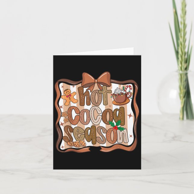 Preppy Hot Cocoa Season Cookie Gingerbread Bow Xma Card (Front)