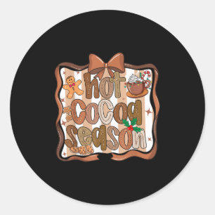 Preppy Hot Cocoa Season Cookie Gingerbread Bow Xma Classic Round Sticker