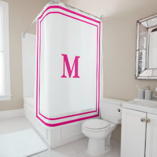 Preppy Hot Pink Elegant Minimal Border Initial