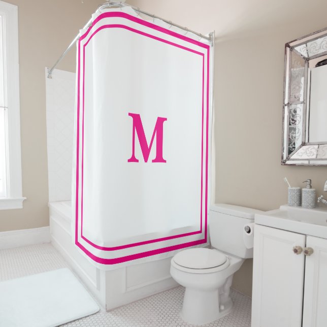 Preppy Hot Pink Elegant Minimal Border Initial (In Situ)