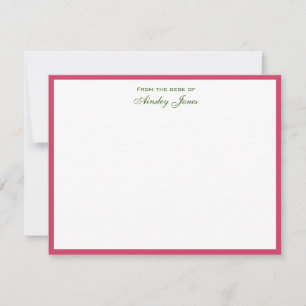 Preppy Hot Pink & white personalized Thank You Card