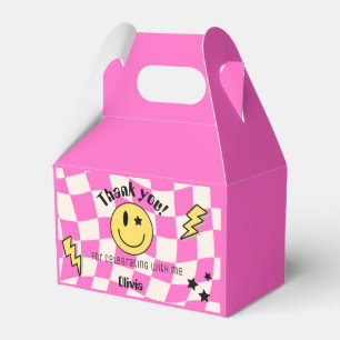 Preppy Hot Pink Y2K Retro Smile Birthday Favour Bo Favor Box