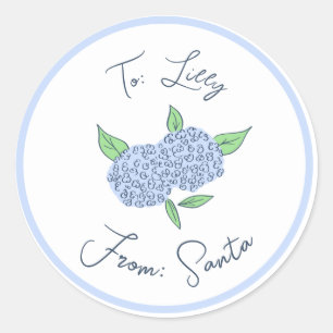 Preppy Hydrangea Christmas Custom Gift Tag Sticker