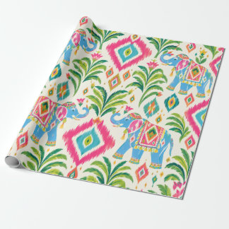 Preppy Ikat Tropical Palm Boho Chic Wrapping Paper