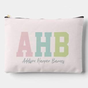 Preppy initials cute colourful trendy personalized accessory pouch