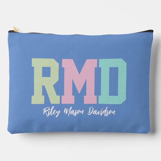 Preppy initials cute trendy periwinkle photo accessory pouch (Front)