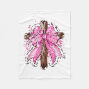 Preppy Jesus Nk Bow Cross Breast Cancer Awareness Fleece Blanket