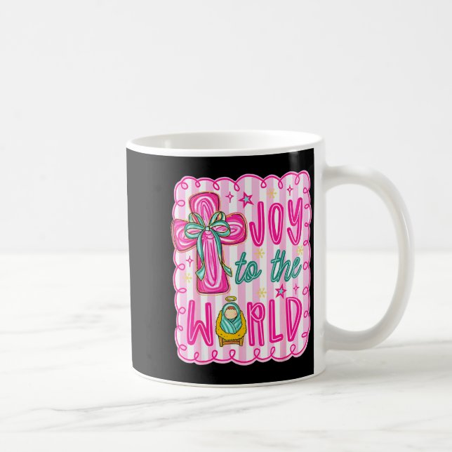Preppy Joy To The World Christian Christmas Cross  Coffee Mug (Right)