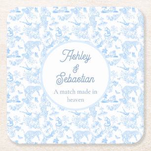 Preppy Jungle Chinoiserie Toile Square Paper Coaster