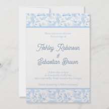 Preppy Jungle Chinoiserie Toile Wedding Invitation