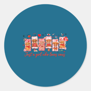 Preppy Just A Girl Who Loves Cows Valentines Day A Classic Round Sticker